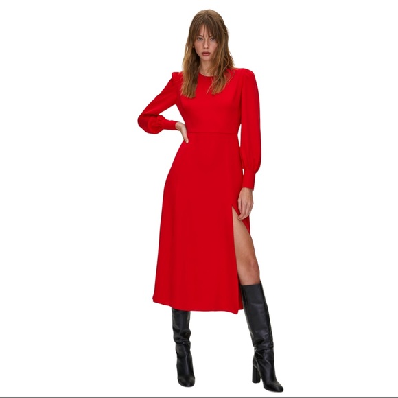 ARITZIA Babaton Black Hamptons Dress - Long Sleeve - Slit - Satin - Size 0 - NWT - Picture 2 of 15